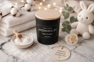 Świeca Sojowa - Baby Powder 180 ml z wieczkiem - pudrowy zapach! 