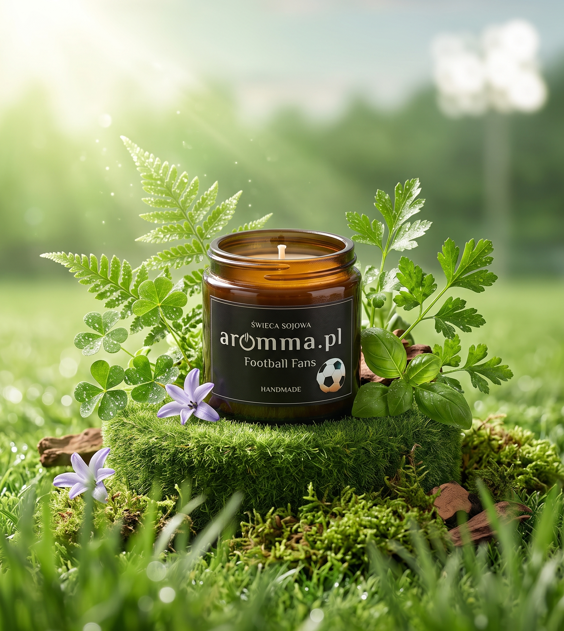 Naturalna świeca sojowa Aromma o zapachu świeżo ścięta trawa
